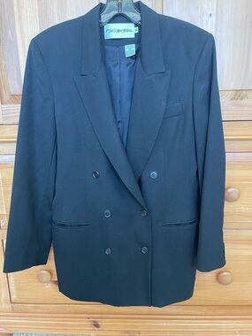 JH Collectibles Double-Breasted Black Blazer with Peak Lapels